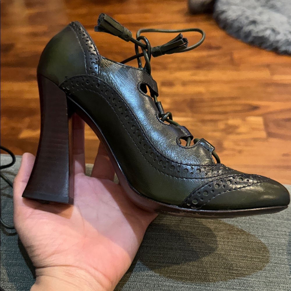 Tory Burch Lace Up Astrid Oxford Heels sz 7.5 - Picture 6 of 15